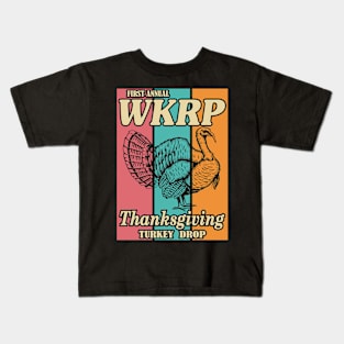 Thanksgiving Day WKRP Turkey Drop Vintage Retro 70s Funny Gift Kids T-Shirt